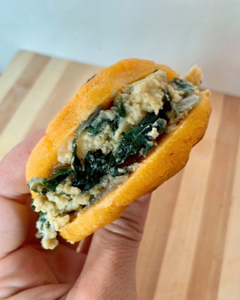 Scrambled Egg & Nettle Arepas