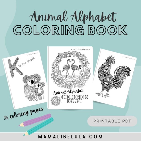Animal Alphabet Coloring Book [Printable]