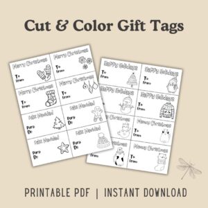 Cut & Color Christmas Gift Tags [Printable]