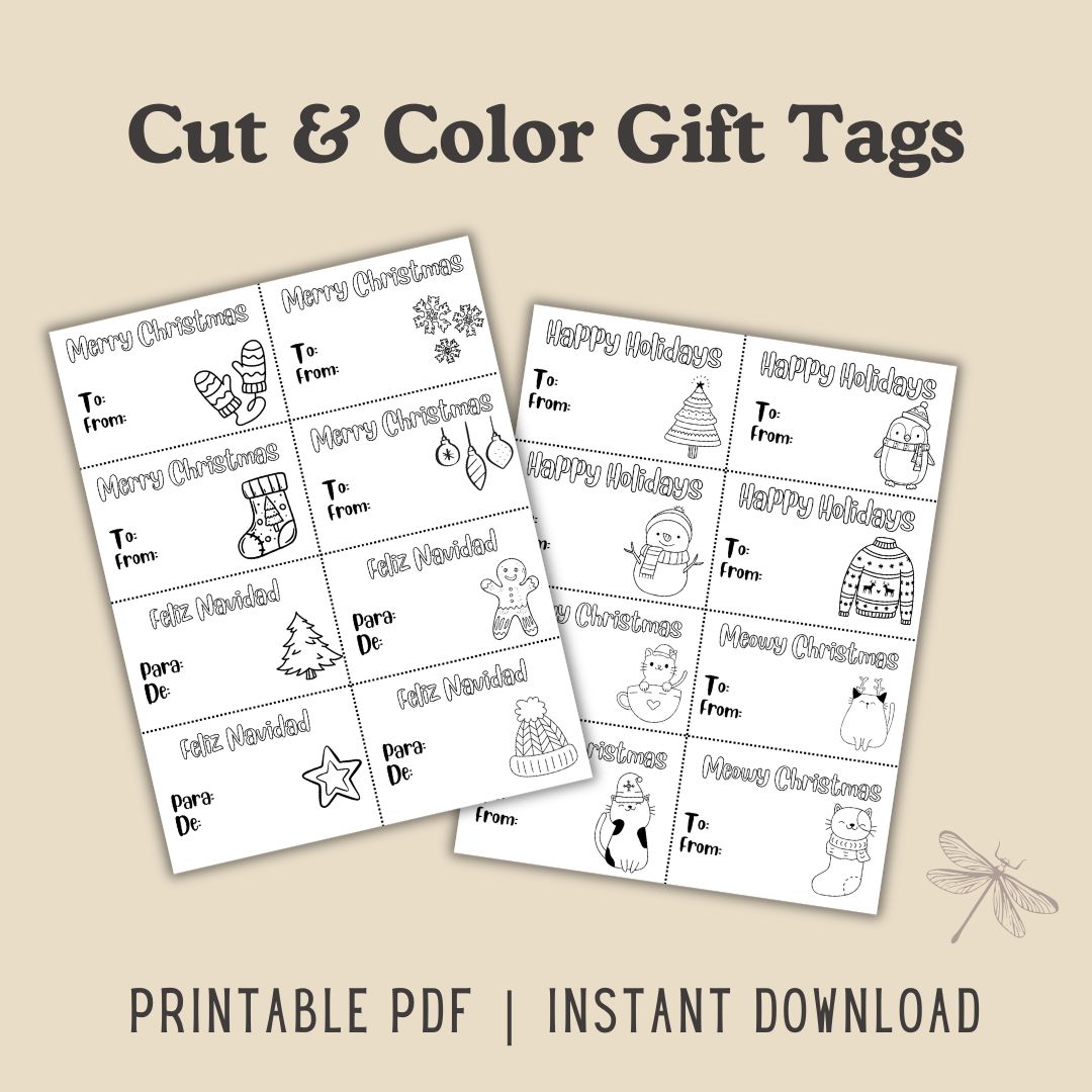 Cut & Color Christmas Gift Tags [Printable]
